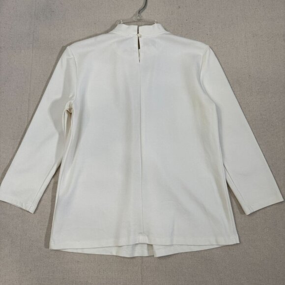 J.McLaughlin White Pleated Front Long Sleeve Tunic Baby Doll Top Blouse S - Picture 2 of 8